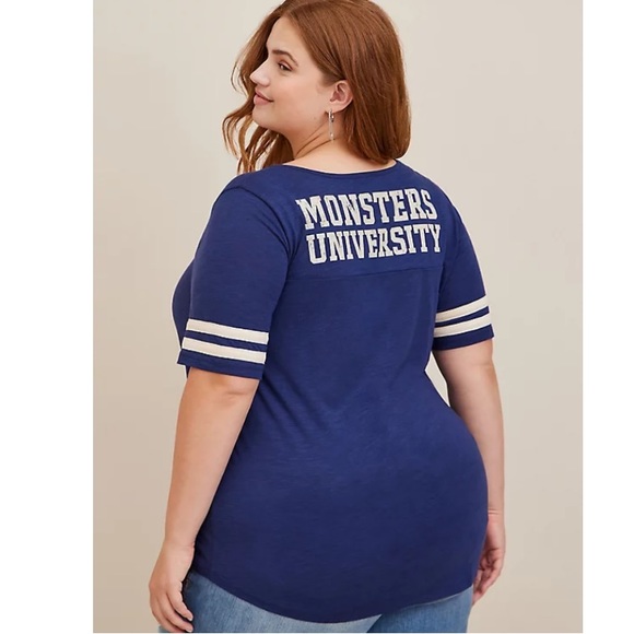 TORRID NWT DISNEY MONSTERS UNIVERSITY FOOTBALL SLUB TOP - Picture 2 of 6